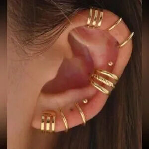 7PC Gold Ear Cuff Set Minimalist Cartilage & Helix Earrings Stack